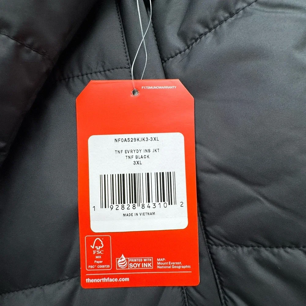North Face Everyday Insulated Puffer Jacket Men's Sz 3XL XXXL Black Quilted FLAW